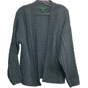 Dip Women's Open Front Teal Knit Sweater Cardigan Size Small